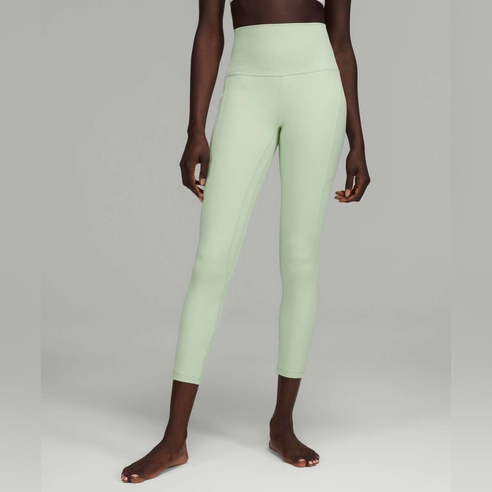 Lululemon Align Pant High Rise 25" Pockets size 2 Creamy Mint CRMM double lined